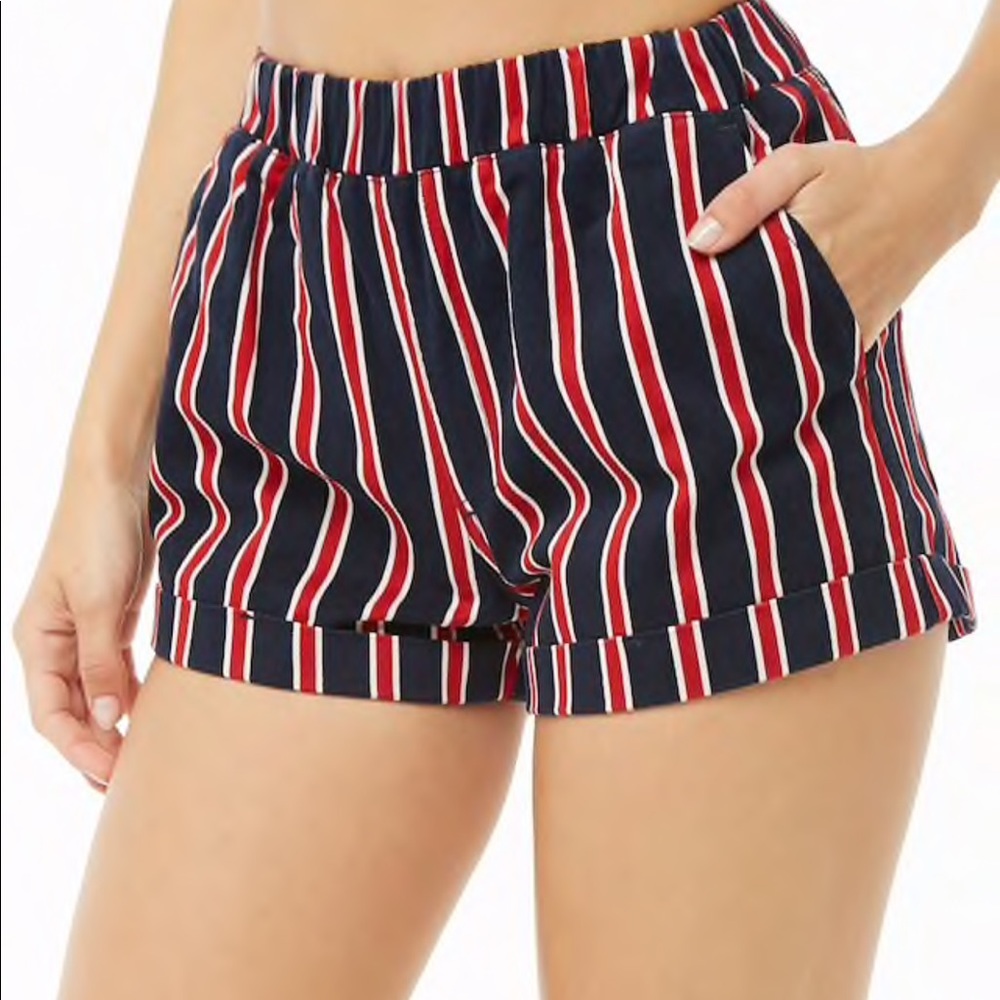 Striped cuffed mini shorts